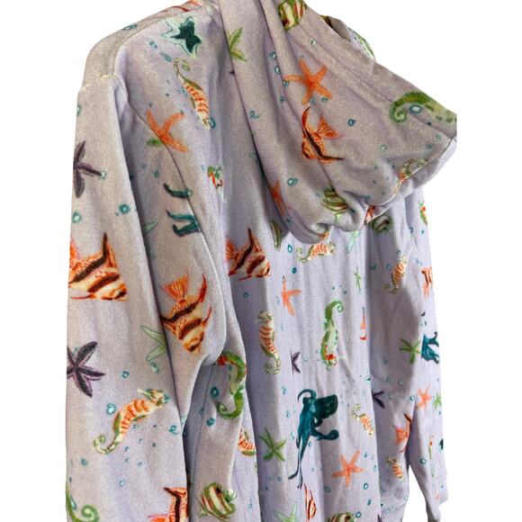 Hill House The Allie Zip Up Sea Creatures Terry Cloth Hoodie Size Small - Picture 10 of 10